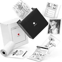 Phomemo M02 nešiojamas nuotraukų spausdintuvas, terminis kišeninis spausdintuvas, bluetooth kvitų spausdintuvas, suderinamas su android ir ios sistemomis, skirtas "pasidaryk pats", kelionėms, studijų užrašams, juodas
