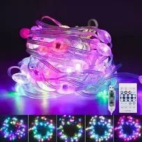 Geyueya Home 10 m Led dekoratyvinės lemputės su kištuku, 66 Led Rgbic dekoratyvinės lemputės su nuotolinio valdymo pulteliu Usb ir Bluetooth, lauko vidaus sodo terasos Helovino Kalėdų dekoracija