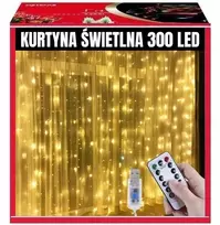 Šviesos užuolaida 300 Led 3x3m ant lango, šventinės lemputės, kabliukai, nuotolinio valdymo pultas, Usb