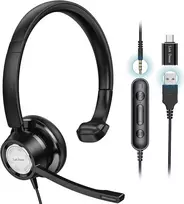 Link Dream ausinės su mikrofonu – Usb/3,5 mm verslo stereo jungtis su Pc/mac – suderinamos su Skype, Teams, Zoom – skirtos skambučių centrui, biurui, internetiniams kursams