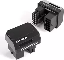 Ezdiy-fab pcie 5.1 adapteris 600w 12+4pin, 16pin 12vhpwr gpu kištukas, 12v-2x6 gpu adapteris, 180 laipsnių kampu suderinamas su rtx 3090ti, 4070ti, 4080, 4090 gpu - std tipas, juodas, 1 vnt.
