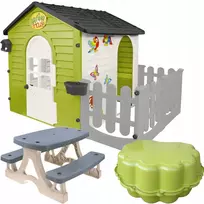 Mochtoys SODO NAMELIS SU TVORA STALAS SMĖLIO DĖŽĖ RINKINYS 3in1 KVADRATINIAI ŽAISLAI Lenkiškas
