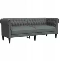 Fotelis Chesterfield sofa, trivietė, tamsiai pilka, apmušta audiniu