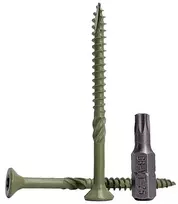 50 vnt. 4.5x70mm medienos sraigtai su Torx galvute, žalia danga