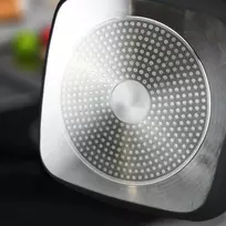 Avilia mini grilis 14cm kvadratinė indukcinė keptuvė kompaktiška nelimpanti mėsai daržovėms su rankena - juoda