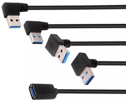 Briefcec usb adapterio kabelis, usb kampinė jungtis 90 laipsnių usb 3.0 male adapteris 90 laipsnių kairėn / dešinėn / viršun / žemyn kampinis adapteris usb į jack (30 cm, viršus + apačia + kairė + dešinė, 4 vnt. pakuotė)