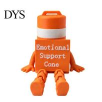 Funny Office Desk Ornaments Emotional Support Traffic Cone Buddy, Articulated Figurine with Robot Toy Sign, Monitor Decor, Companion Gift for orange
