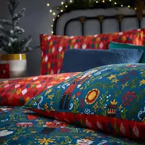 Patalynės komplektas Furn. Nutcracker patalynės užvalkalų komplektas, poliesterio ir medvilnės mišinys, tamsiai mėlynas, dvigulis