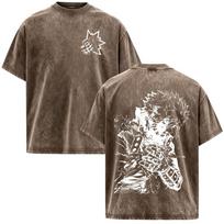 Anime My Hero Academia Bakugou Katsuki Vintage Washed T Shirts Men Women Clothing Fashion Harajuku Casual Short Sleeve T-shirts L gray