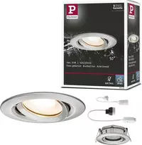 Paulmann 93662 Led Nova prožektorius, apvalus, geležinis, pasukamas, be lemputės, maks. 35 W Gu10 arba Gu5.3 įleidžiamas šviestuvas, šlifuotas aliuminis, cinkas