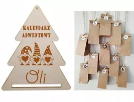 Advento kalendorius iš kraft popieriaus eko nameliai maišeliai eglutė graviruotas