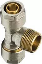 Wiroflex 26347 4 T formos jungtis su adapteriu, užspaudimo žiedu, 26 x 3/4 x 26 mm, aukso/sidabro/chromo/vario spalvos