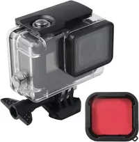 Lupholue vandeniui atsparus 60 m skaidrus korpusas povandeninis korpusas su raudonu filtru, suderinamas su Gopro Hero (2018), Gopro Hero 7 Juodas, Gopro Hero 6, Hero 6 Juodas, Hero 5, Hero 5 Juodas