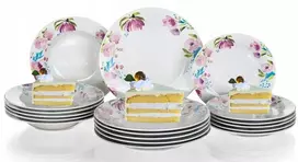 Banquet valgomojo lėkštės su gėlėmis, apvalios, 18 dalių