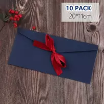 Ccomage 10 vnt. vintažinių vokų su kaspinėliu, 22 x 11 cm, kraft popierius, gražūs ilgi vokai vestuvių kvietimams, atvirukams, vakarėliams, gimtadieniams, kalėdoms, festivalio dovanų kortelėms