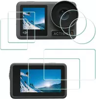 Ulbter Ekrano apsauga, skirta Dji Osmo Action 3 kameros objektyvui + ekranui 【netinka su apsauginiu rėmeliu】 [2 + 2 + 2 vnt.], stiklinė ekrano apsauga 0,3 mm 9h kietumas