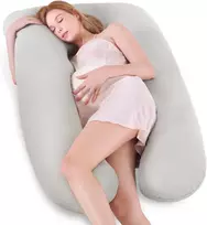 Otauoaea nėštumo pagalvė, U formos viso kūno pagalvė, maitinimo pagalvė xxl, pagalvė miegui ant šono nėščioms moterims su nuimamu ir skalbiamu 100% medvilnės užvalkalu, 145 x 70 cm (pilka)