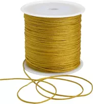 Toniful 1 mm x 100 jardų aukso spalvos nailono virvelė, satino virvutė apyrankėms, papuošalų gamybai, žiurknuodžių virvelė, makramė vaškuota apdailos virvelė, karolių vėrimo siūlai, kumihimo, kiniškų mazgų amatai