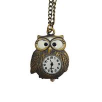 Antique Bronze Color Owl Pocket Watch Quartz Flip Style Pocket Watch Mini Pocket Watch  Gift C gray