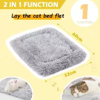 Fanchu guolis katėms, 2-in-1 pliušinis minkštas guolis naminiams gyvūnams, katės sofa, purus guolis katėms, mažas guolis šunims, guolis naminiams gyvūnams, katės antklodė, guolis katėms, guolis naminiams gyvūnams katėms ir mažiems šunims (šviesiai pilkas)