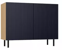 Komoda svetainei su lamelėmis moderni Slim 100 x 40 x 78 cm Granat ąžuolas artisan