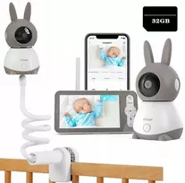 Boifun 2k elektroninė auklė kamera wifi monitorius 5'' lcd & 32gb pasukamas laikiklis