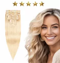 Alterna Naturalūs besiūliai Clip In plaukų priauginimai 50 cm 180g #24 Saulėta blondinė