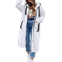 Women's Long Sleeve Zip Up Hoodie with Pockets Casual Hooded Sweatshirt for Everyday Wear XL white
