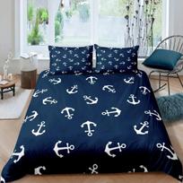 Nautical Bedding Set Full Size, Sailing Anchor Bed For Boys Teens,Ocea Comforter Cover Soft,Duvet Quilt Cover 1/2 Pillowcases AU Single(140x210cm)