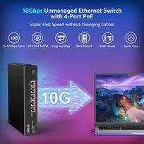Šakotuvas 10g Poe jungiklis su 4 Poe prievadais ir 1 Uplink prievadu