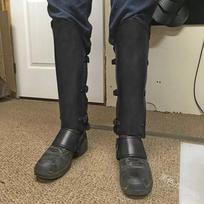 Medieval Steampunk Leather Leg Gaiter Vintage Shoe Spats Boot Covers Warrior Cavalier Soldier Costume Armor Half Chaps Leggings One Size black