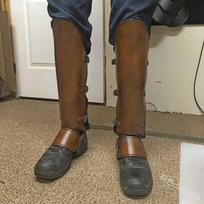 Medieval Steampunk Leather Leg Gaiter Vintage Shoe Spats Boot Covers Warrior Cavalier Soldier Costume Armor Half Chaps Leggings One Size gray