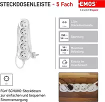 Emos prailgintuvas su 5 Schuko lizdais, 1.5m