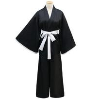 Aukščiausios kokybės Bleach Kurosaki Ichigo Cosplay Kostiumas Su Amžinu Apsiausto Dizainu Full Set (Tops*1+Pants*1+Belts*1),Tag XL=US M black
