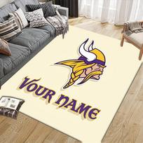 Custom Name Minnesota Vikings Flannel Pattern Square Carpet,Area Rug,Carpet Rug for Living Room Bedroom Sofa Playroom Decor,Non-slip Floor Mat 40x60cm( 15x23in )