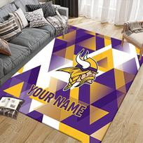 Custom Name Minnesota Vikings Flannel Pattern Square Carpet,Area Rug,Carpet Rug for Living Room Bedroom Sofa Playroom Decor,Non-slip Floor Mat 60x90cm( 23x35in )