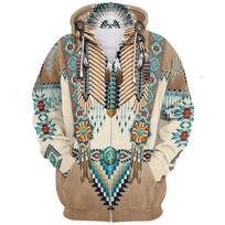 2025 Ethnic Indian Elements 3D Print Sweatshirt Hoodie 4XL beige