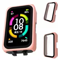Forever Smartgear 2in1 apsauginis dėklas su stiklu, skirtas Huawei Band 6/7, rožinis
