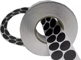 Mashpaper Aukštos kokybės audinio taškeliai, pagaminti iš sidabrinės audinio juostos, pilki audinio lipnūs taškeliai, 30 mm apvalūs, lipnūs, 4000 vnt.