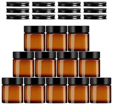 Gintaro spalvos stiklinis tuščias indelis, skaidrus indelis, 100 ml, 12 vnt. rinkinys, rudos spalvos stikliniai tepalo indeliai, puodelių rinkinys su dangteliu losjonui, kremui, mini žvakėms, kosmetikai, kelionėms, naudojimui namuose