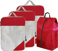 Ehsbuy 4 dalių pakavimo kubeliai, kompresiniai pakavimo krepšiai lagaminams, 3 kubeliai + 1 skalbinių krepšys, lagamino organizatorius, pakavimo kubelių rinkinys drabužiams ir aksesuarams