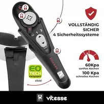 Bra Vitesse Duo 4 ir 7 litrų slėginis puodas, 18/10 nerūdijantis plienas, su 2 gaminimo programomis ir užrakinimo sistema, tinkamas visų tipų viryklėms