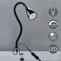 Lova Led prisegamas šviestuvas su 1x gu10 5w 400lm pritemdoma lovos lempute su 3 ryškumo lygiais, 360° lanksčiu kakleliu, skaitymo lempa miegamajam, biurui, metalas, plastikas