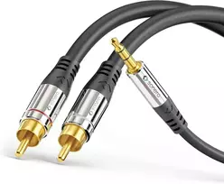 Sonero S-ac600-050 Audio adapteris 5m, 3.5mm Jack į 2x Rca, paauksuoti kontaktai