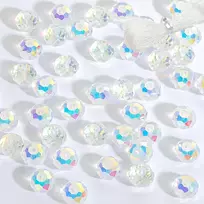 Femnow 100 stiklo karoliukų rinkinys vėrimui, 8 mm apvalūs briaunuoti stiklo karoliukai su skylute, spalvingi Ab spalvos briaunuoti karoliukai, stiklo karoliukai apyrankėms, "pasidaryk pats" papuošalų gamybai apyrankėms ir vėriniams