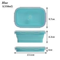 Kitchen Household Folding Lunchbox Picnic Boxes Collapsible Bowl Silicone Food Container 350ml(S) mėlyna