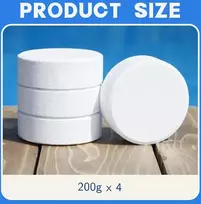 Efektyvios baseino chloro tabletės, baseino chloro tabletės, daugiafunkcinės baseino chloro tabletės, skirtos nuolatiniam baseino ir plaukimo baseino chloravimui ir efektyvios, 800g (200 g x 4 vnt.)