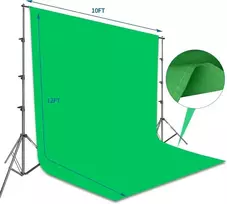 Objektyvas Emart žalio ekrano fonas su stovu, 2,6 x 3 m fono sistema, 3 x 3,6 m žalias nuotraukų fonas ir 2 spyruokliniai spaustukai, foto studijos rinkinys produktų portretų „youtube“ vaizdo fotografijai