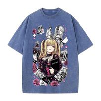 Misa Amane Death Note Clothing Men Women Short Sleeve Manga T-shirts Vintage Washed T Shirt Casual Cotton Tee Loose Streetwear XXL