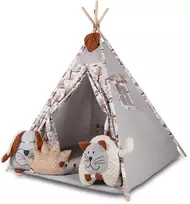 Palapinė Tipi Teepee Wigwam Kilimėlis + 3 miško gyvūnai
